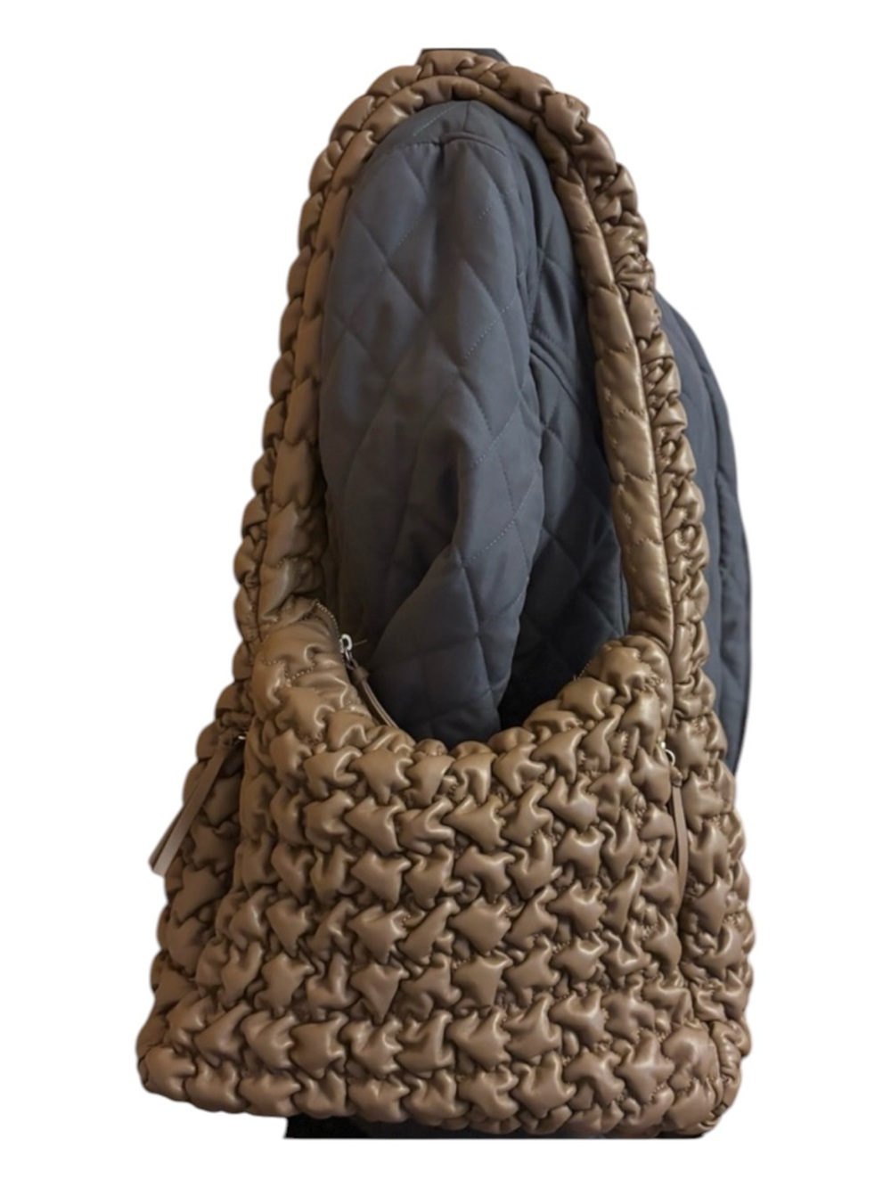 Sondra Robert’s Squared Quilted Chain-Style Shoulder Bag in Tan